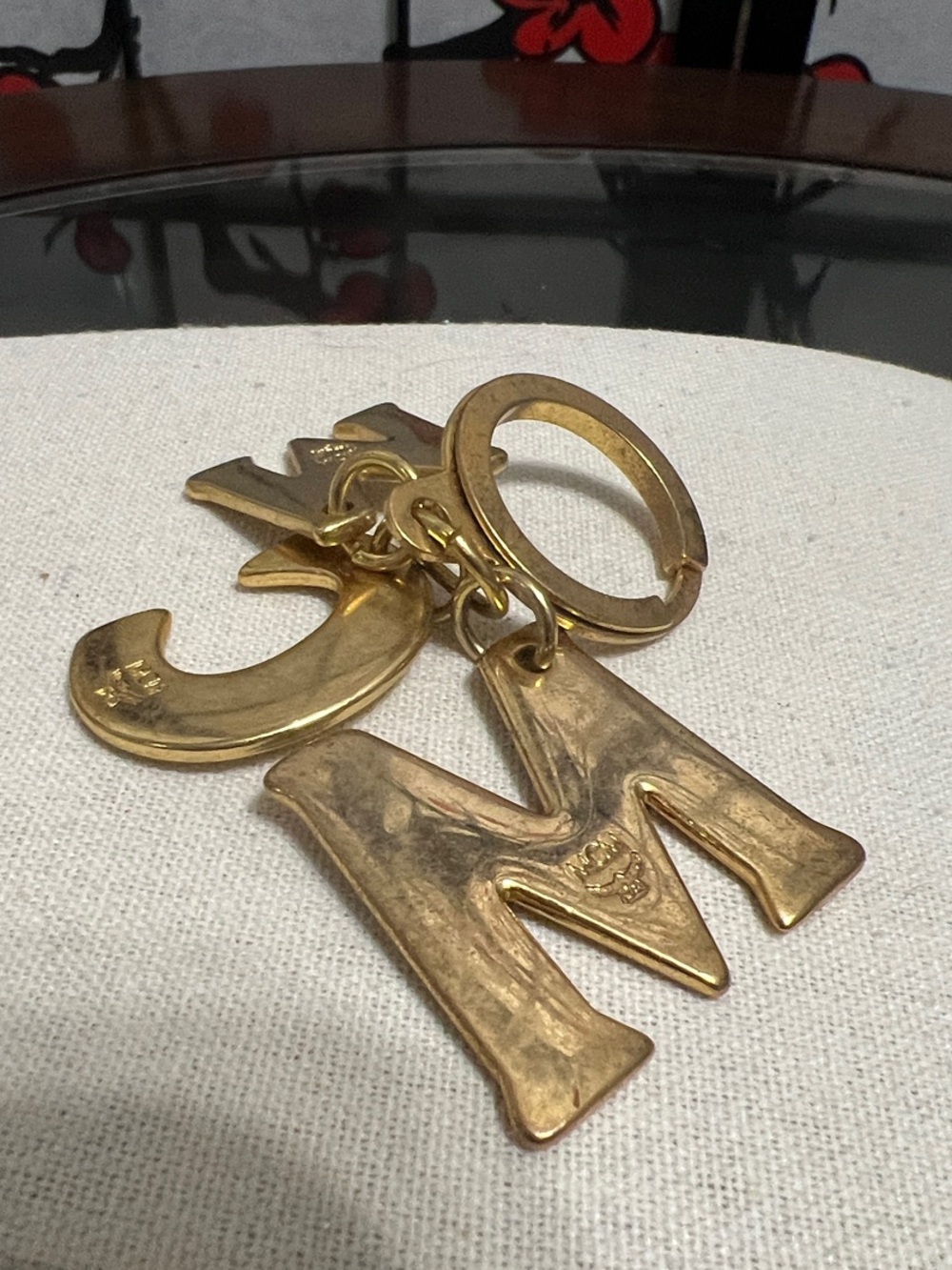 MCM Gold-Tone Letter M & 3 Keyring Charm